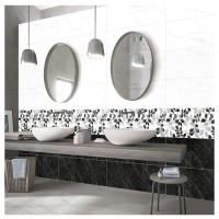 300x900mm Glossy black and white digital 3D Ceramic wall tiles /bathroom wall tiles / kitchen wall tiles